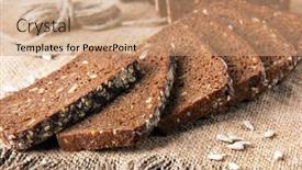  Presentation with baker kneading dough homemade bread - Presentation design featuring slices-of-rye-bread-baked background and a coral colored foreground