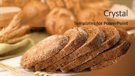  Presentation with table of content - PPT theme consisting of slices of rye bread background and a gold colored foreground