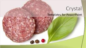  Presentation with isolated paw prints over white - Beautiful presentation design featuring slices-of-salami-isolated-over backdrop and a soft green colored foreground