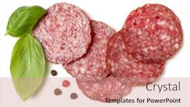  Presentation with isolated paw prints over white - PPT theme enhanced with slices-of-salami-isolated-over background and a coral colored foreground