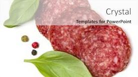  Presentation with leaves - PPT theme having slices-of-salami-isolated-over background and a white colored foreground