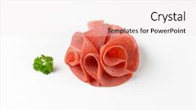  Presentation with smoke - Slide deck featuring slices of salami on white background and a sky blue colored foreground