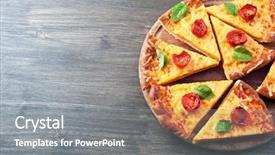  Presentation with pizza delivery - Amazing presentation design having slices of tasty cheese pizza backdrop and a gray colored foreground