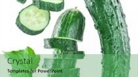  Presentation with organic farming and cucumber - PPT theme having slicing-cucumber-and-cucumber-slices background and a seafoam green colored foreground