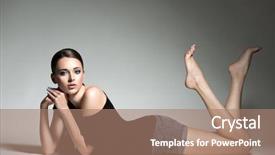  Presentation with black woman - Colorful presentation theme enhanced with slick - beautiful woman in black t-shirt backdrop and a coral colored foreground