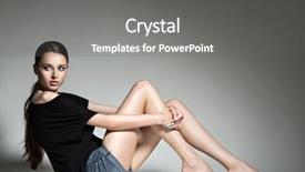  Presentation with black woman - PPT theme having slick - beautiful woman in black t-shirt background and a gray colored foreground