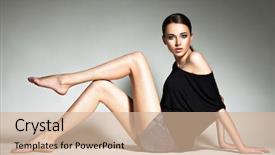  Presentation with black and blue - Slide deck with slick - beautiful woman in black t-shirt background and a lemonade colored foreground