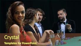  Presentation with casino - PPT theme having slick - brunette girl in the casino background and a tawny brown colored foreground