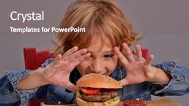  Presentation with kid movies - PPT layouts featuring slick - funny kid portrait eating burger background and a tawny brown colored foreground