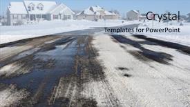  Presentation with neighborhood - Audience pleasing PPT theme consisting of slick - suburban neighborhood in winter backdrop and a light blue colored foreground