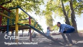  Presentation with father - Colorful PPT layouts enhanced with slide - side view of father looking backdrop and a gray colored foreground
