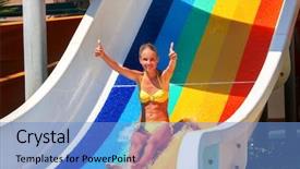  Presentation with beautiful fresh leaves water drops - PPT layouts with beautiful girl on water slide background and a light blue colored foreground