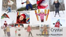  Presentation with skating - Presentation design with slide buildings - collage with 8 people skating background and a  colored foreground