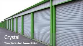  Presentation with storage - Slide set having slide buildings - detail of storage units building background and a gray colored foreground