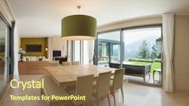  Presentation with apartment buildings - Theme having slide buildings - interior of a modern apartment background and a coral colored foreground