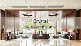  Presentation with luxury hotel - Amazing presentation theme having slide buildings - luxury hotel lobby and furniture backdrop and a  colored foreground