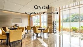  Presentation with tourism hotel lobby - Cool new presentation design with slide buildings - luxury hotel lobby and furniture backdrop and a soft green colored foreground