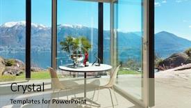  Presentation with veranda - PPT layouts featuring slide design - aperitif on the veranda interior background and a mint green colored foreground