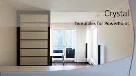  Presentation with interior design - Beautiful presentation theme featuring slide design - interior luxury apartment rooms view backdrop and a light gray colored foreground