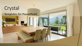  Presentation with room interior design - Presentation design featuring slide design - interior of a modern apartment background and a lemonade colored foreground