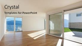  Presentation with interior design - Presentation design enhanced with slide design - interior of a modern apartment background and a soft green colored foreground