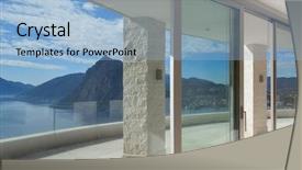  Presentation with room interior design - Slide deck having slide design - interior of a penthouse room background and a light blue colored foreground