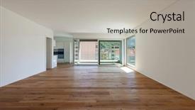  Presentation with brooklyn apartment buildings - Audience pleasing theme consisting of slide design - interior of empty apartment room backdrop and a light gray colored foreground