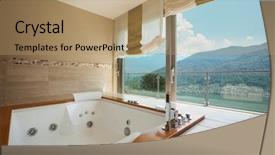  Presentation with luxury - Slide set enhanced with slide design - interior of luxury apartment furnished background and a coral colored foreground