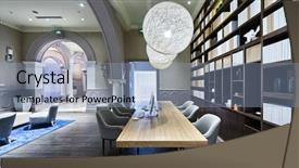  Presentation with lobby - Audience pleasing presentation theme consisting of slide design - luxury lobby in modern hotel backdrop and a light blue colored foreground