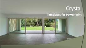  Presentation with wide - Theme enhanced with slide design - modern apartment with garden wide background and a gray colored foreground