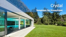  Presentation with garden - Presentation design with slide design - modern house garden with indoor background and a teal colored foreground