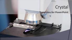  Presentation with microscope - PPT layouts with slide pharmaceutics - microscope close up background and a light gray colored foreground