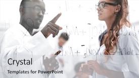  Presentation with men health work - Colorful slide deck enhanced with slide pharmaceutics - woman and men scienist backdrop and a light gray colored foreground