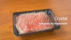  Presentation with wood - Colorful theme enhanced with slide raw pork on wood backdrop and a coral colored foreground