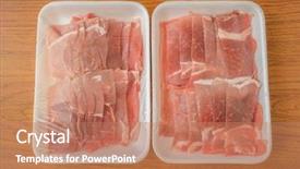  Presentation with empty of wood table top - Beautiful presentation theme featuring slide raw pork on wood backdrop and a  colored foreground