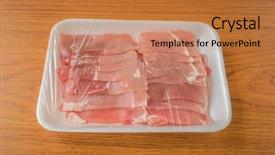  Presentation with wood - Beautiful slides featuring slide raw pork on wood backdrop and a  colored foreground