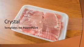  Presentation with sports table tennis two ping - Theme having slide raw pork on wood background and a coral colored foreground