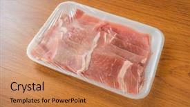  Presentation with wood - PPT layouts with slide raw pork on wood background and a coral colored foreground
