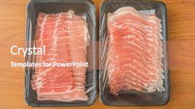  Presentation with wood - Audience pleasing slides consisting of slide raw pork on wood backdrop and a coral colored foreground