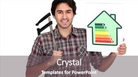  Presentation with energy efficiency - Cool new theme with man holding calipers and information about energy efficiency backdrop and a gray colored foreground