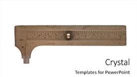  Presentation with path - Slide set consisting of slide gauge - vintage heavy patina brass caliper background and a white colored foreground
