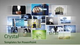  Presentation with photo album - Audience pleasing PPT theme consisting of slide shows - digital photo album new technology backdrop and a mint green colored foreground