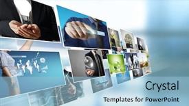  Presentation with photo album - Presentation theme with slide shows - digital photo album new technology background and a light blue colored foreground