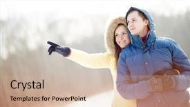  Presentation with old couple walking - Cool new PPT theme with slide show old - young couple walking backdrop and a soft green colored foreground