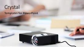  Presentation with black business - Amazing PPT layouts having slide video - black projector on white table backdrop and a coral colored foreground