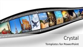  Presentation with film strip - PPT theme consisting of slide video - film strip with colorful vibrant background and a light gray colored foreground