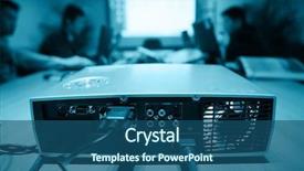  Presentation with projector - Presentation consisting of slide video - projector in meeting room background and a ocean colored foreground