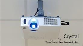  Presentation with projector - Beautiful slide deck featuring slide video - projector on the ceiling backdrop and a light gray colored foreground
