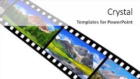  Presentation with film strip - Audience pleasing slide set consisting of slide video - travel shots from dolomite mountain backdrop and a white colored foreground