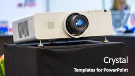  Presentation with video conference - Theme with slide video - working projector at the conference background and a dark gray colored foreground